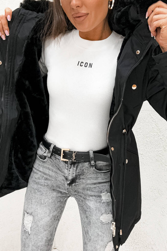 CZARNA KURTKA PARKA ZIMOWA