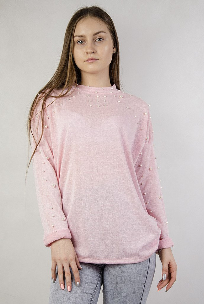 Różowa bluzka z koralikami