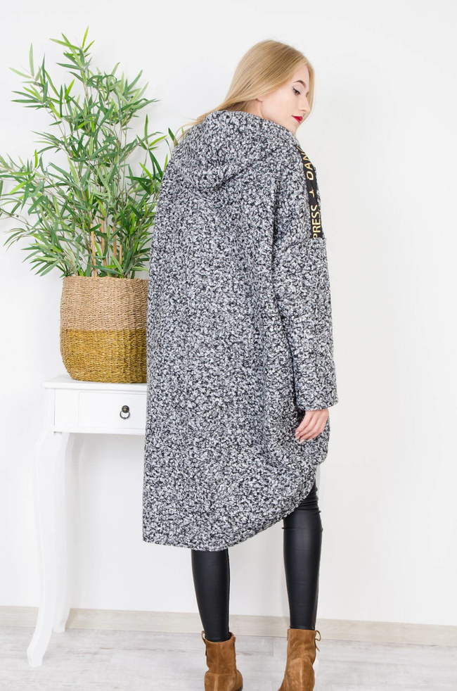 SZARY MELAŻNŻOWY PŁASZCZ OVERSIZE