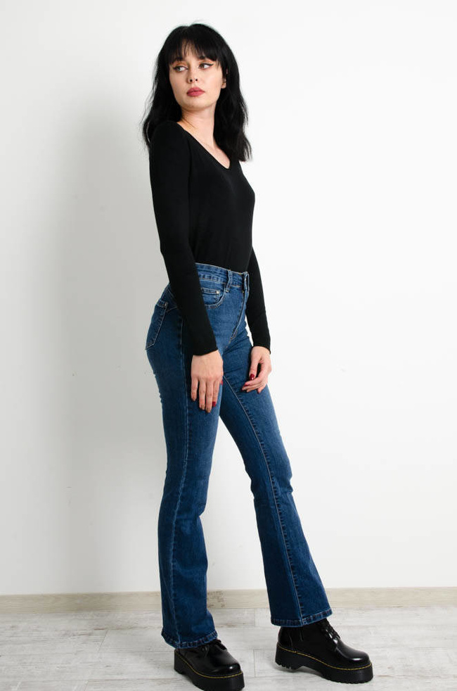 SPODNIE JEANSOWE FLARED JEANS PUSH UP- WYSOKI STAN 