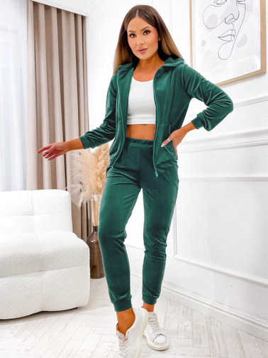 WELUROWY KOMPLET DRESOWY ZAPINANY NA ZAMEK- BUTELKOWA ZIELEŃ