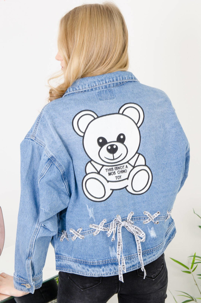 NIEBIESKA KURTKA JEANSOWA Z APLIKACJĄ MISIA