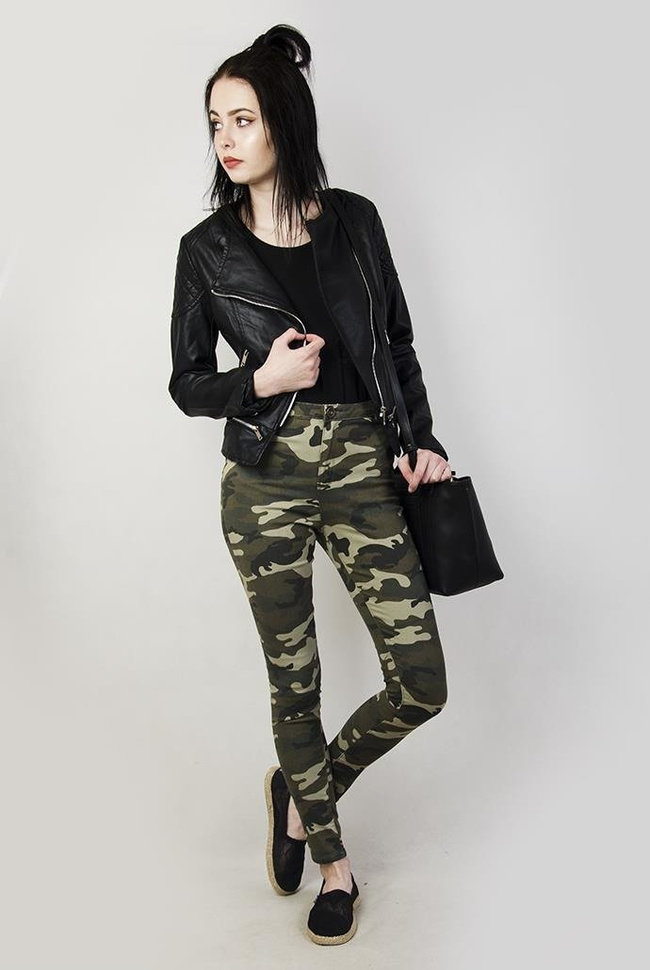 Spodnie moro z wysokim stanem