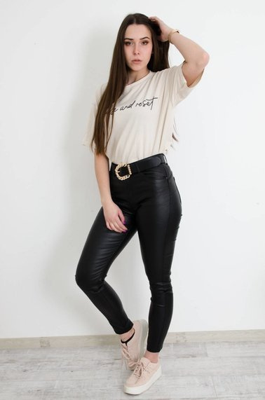 WOSKOWANE SPODNIE Z WYSOKIM STANEM TYPU PUSH UP - PLUS SIZE (L-4XL)