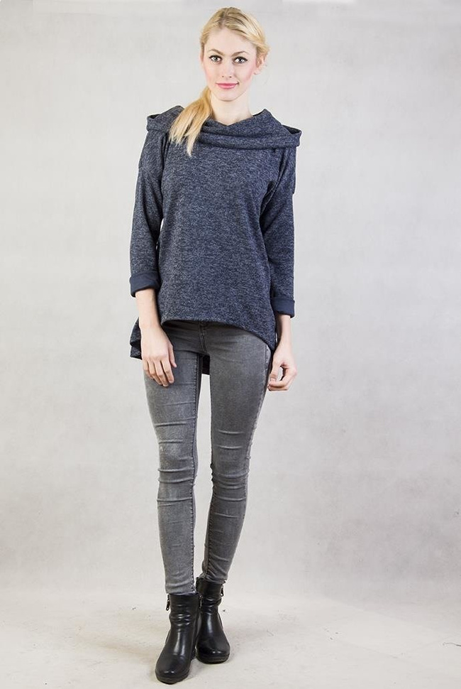 Granatowa, asymetryczna bluzka