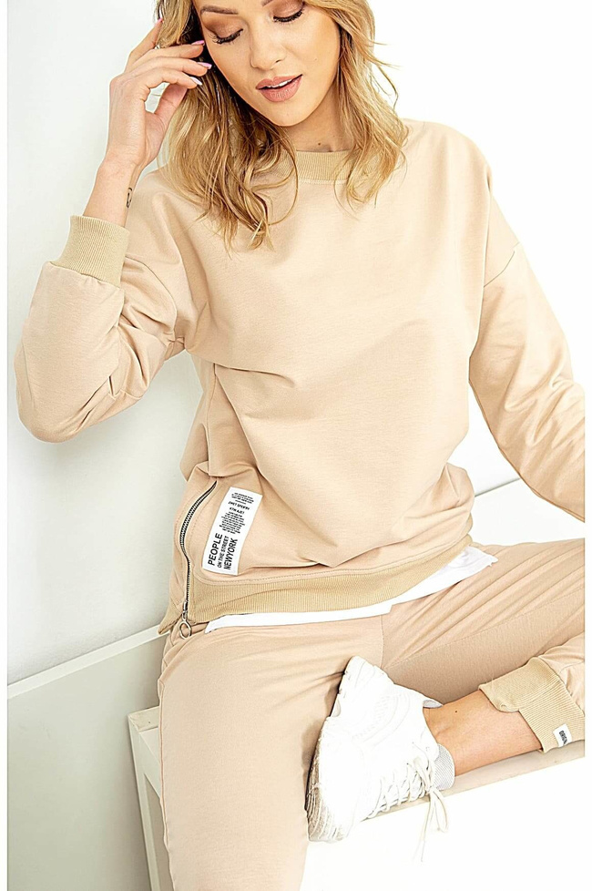 KOMPLET DRESOWY Z OZDOBNYMI NASZYWKAMI- BEŻOWY