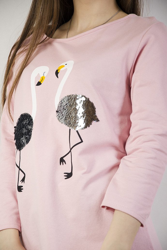 Różowa bluzka z flamingami 