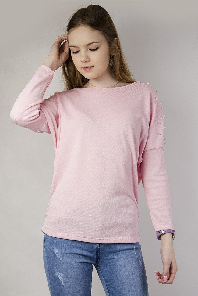 Różowa bluzka z perełkami