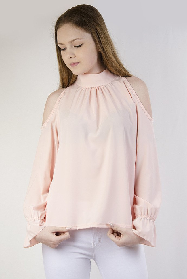 Różowa bluzka z wiązaniem z tyłu