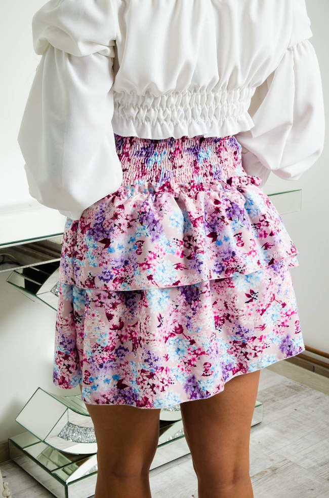 SPÓDNICA W KWIATY MINI Z FALBANAMI