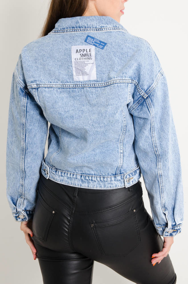 KURTKA JEANSOWA RAMONESKA Z OZDOBNYMI NASZYWKAMI 