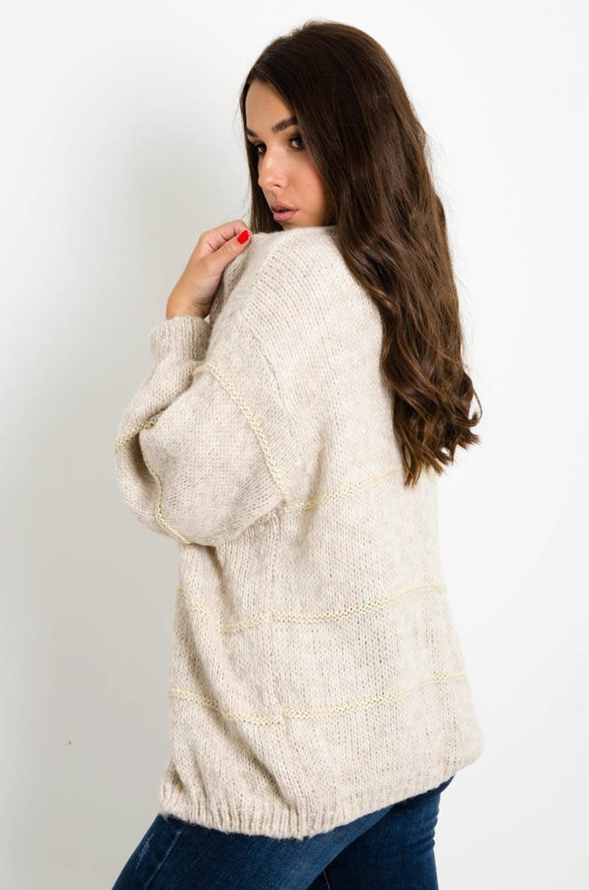 BEŻOWO-ZŁOTY SWETER KARDIGAN 