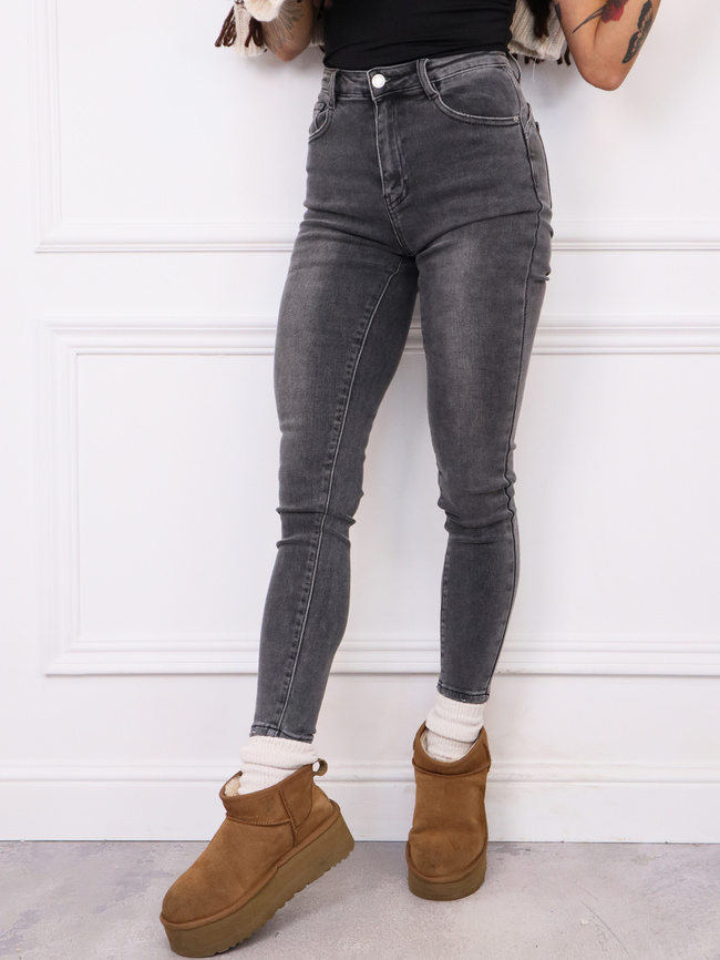 SPODNIE JEANSOWE SKINNY PUSH UP- SZARE