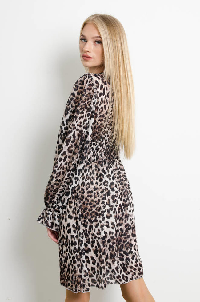  SUKIENKA Z KOPERTOWYM DEKOLTEM-WZÓR PANTERKA