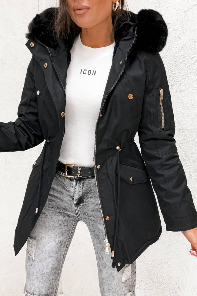 CZARNA KURTKA PARKA ZIMOWA