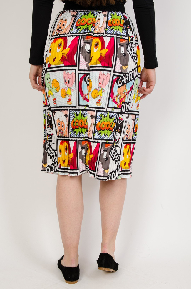 Kolorowa plisowana spódnica z gumą w pasie