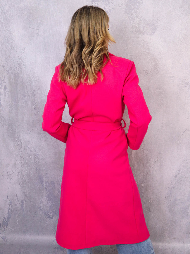 DŁUGI WIĄZANY PŁASZCZ- FUKSJA