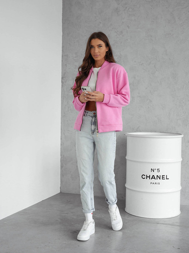 BLUZA BOMBERKA ZAPIANAN NA ZAMEK- RÓŻOWA