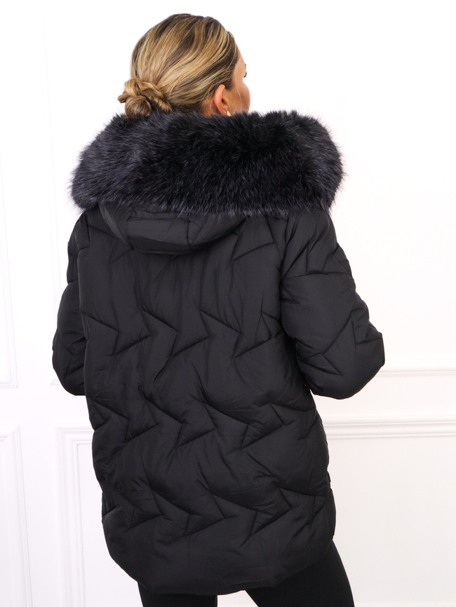 ASYMETRYCZNA KURTKA Z PRZEDŁUŻANYMI ŚCIĄGACZAMI PRZY RĘKAWACH- CZARNA