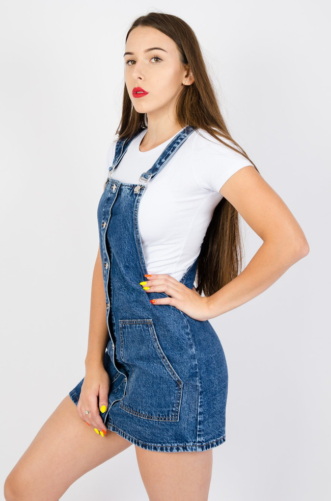 Granatowa sukienka ogrodniczka