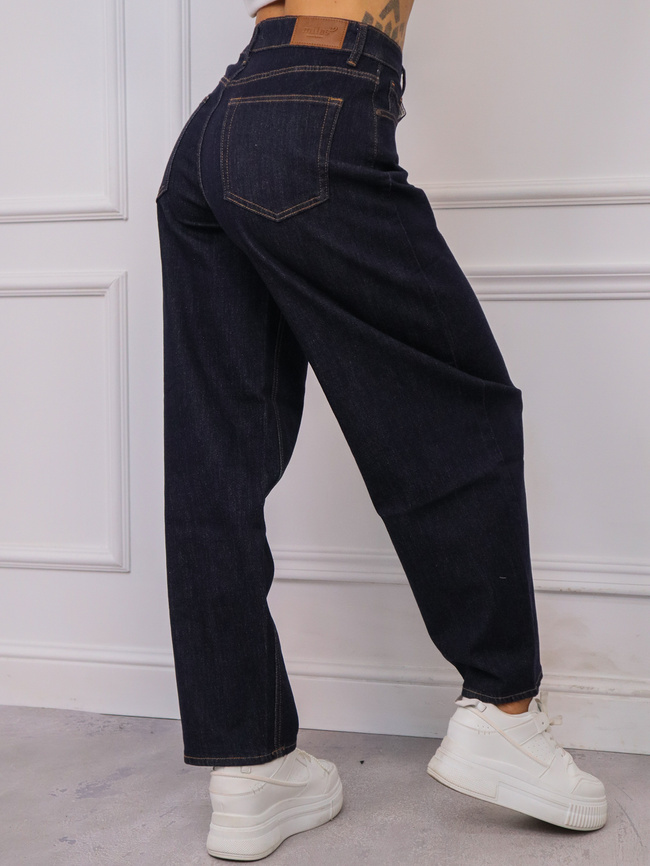 SPODNIE JEANSOWE MOM FIT- GRANATOWE