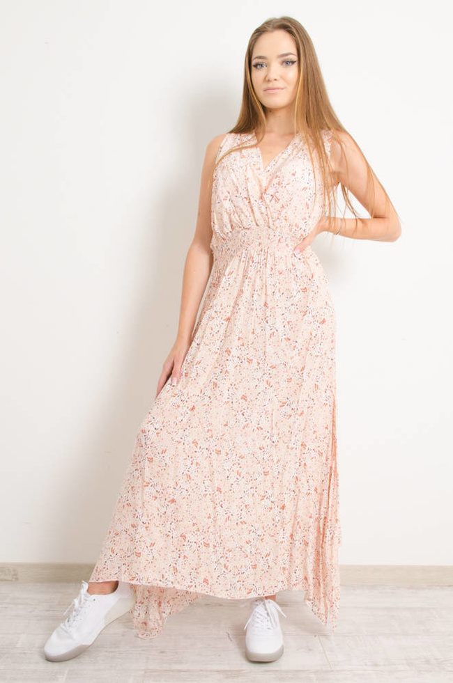 SUKIENKA W KWIATY Z ZAKŁADKĄ - RÓŻOWA