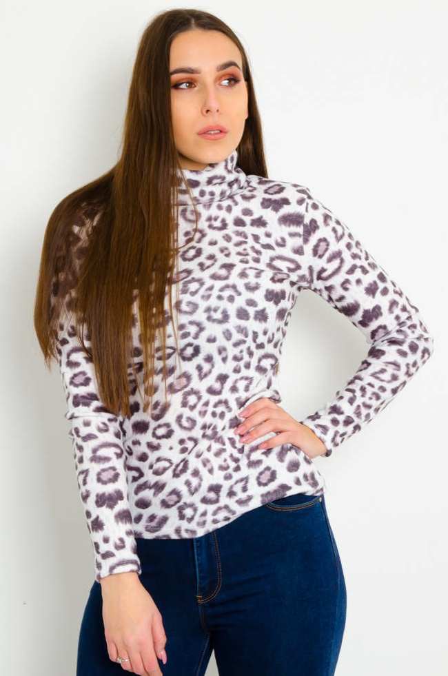 BIAŁY GOLF W PANTERKĘ