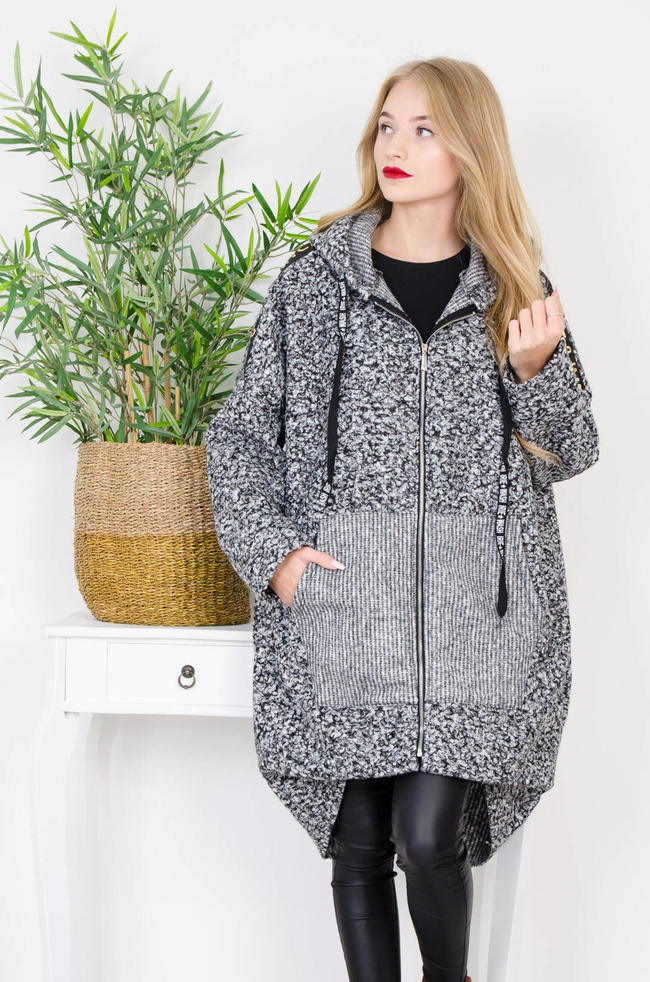 SZARY MELAŻNŻOWY PŁASZCZ OVERSIZE