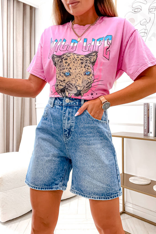 SZORTY JEANSOWE MOM FIT Z WYSOKIM STANEM- NIEBIESKIE