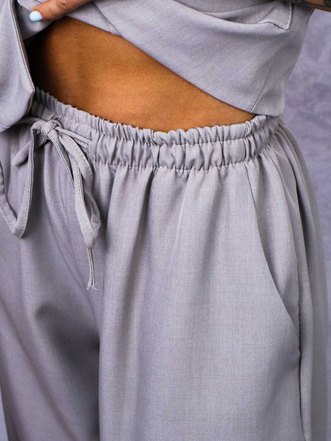 KOMPLET KAMIZELKA+ SPODNIE Z SZEROKIMI NOGAWKAMI- SZARY