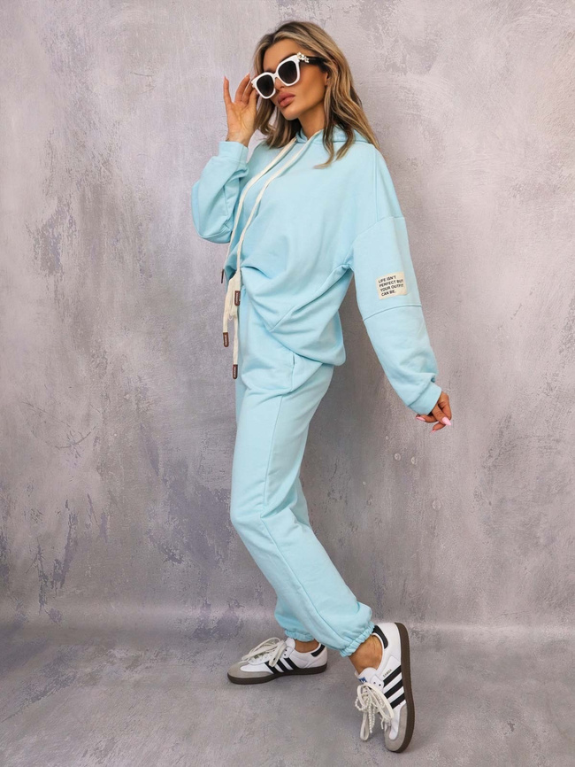 KOMPLET DRESOWY BLUZA Z KAPTUREM+ SPODNIE- NIEBIESKI