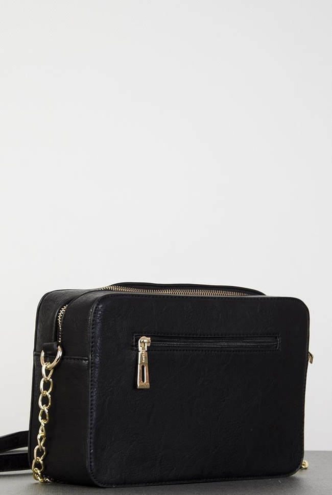 Duża czarna torebka na złotym łańcuszku