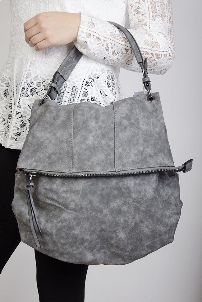 Duża szara torebka z nubuku