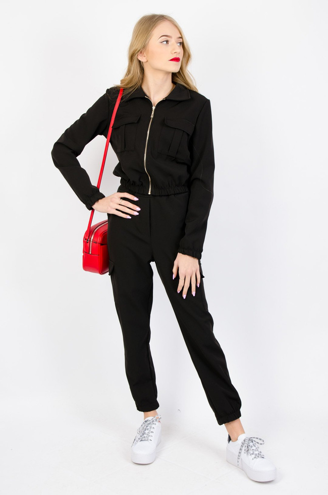 CZARNY SPORTOWY KOMPLET BOJÓWKI+BLUZA