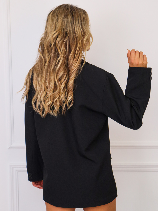 MARYNARKA OVERSIZE ZAPINANA NA GUZIKI- CZARNA