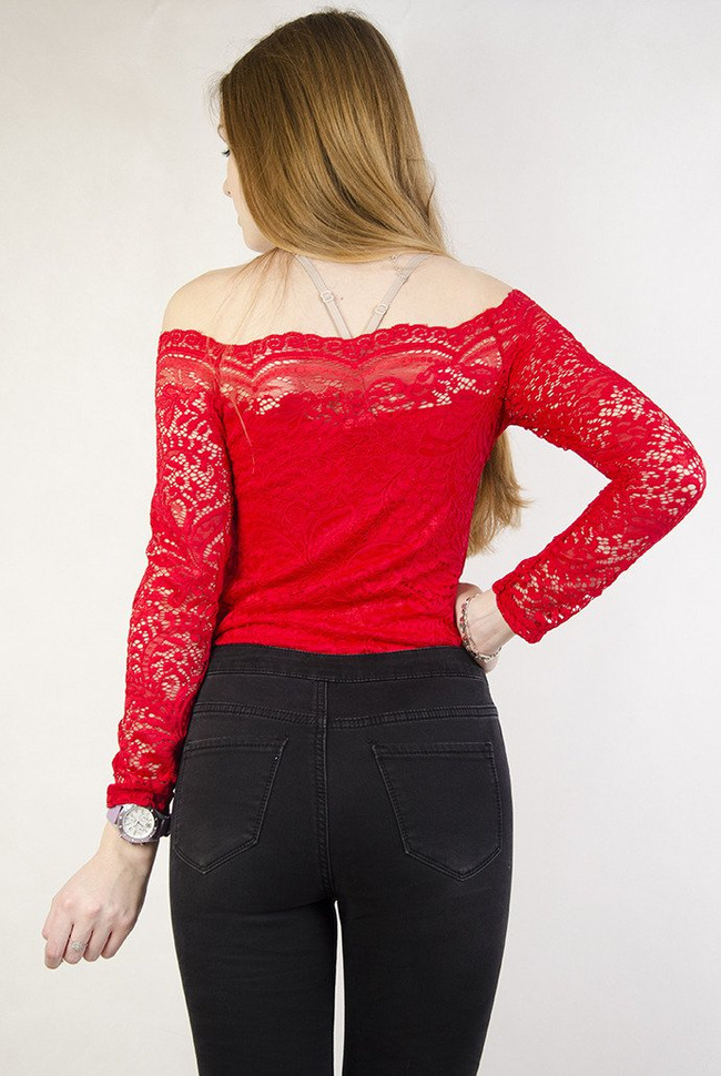 Czerwone koronkowe body