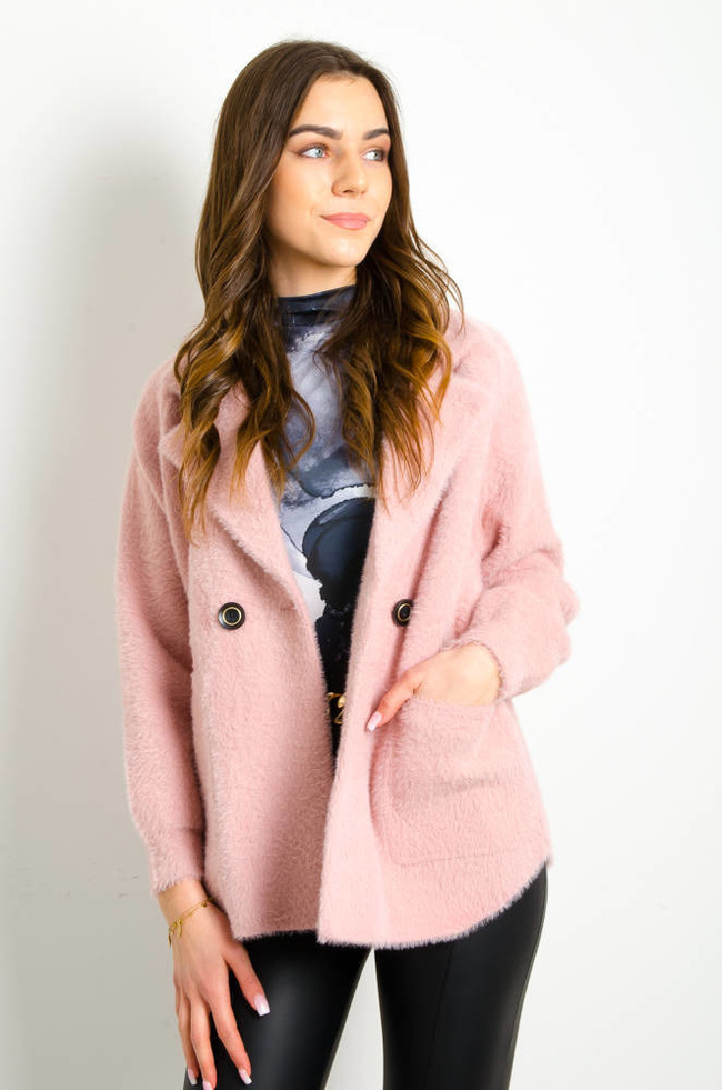 KURTKA WEŁNIANA ALPAKA KRÓTKA- RÓŻOWA