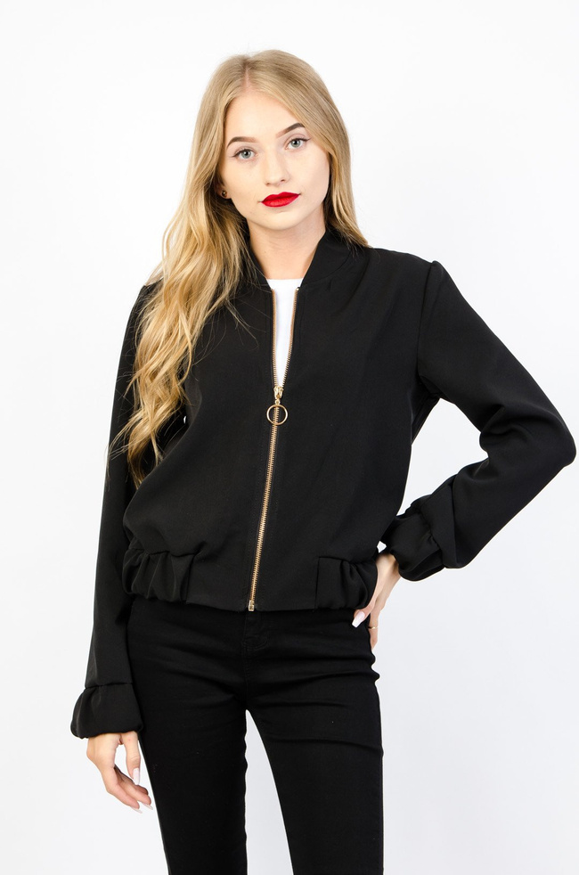 CZARNA BLUZA BOMBERKA ZE ZŁOTYM ZAMKIEM