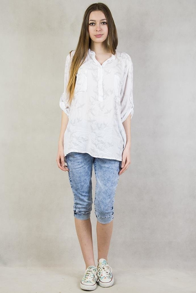 koszula  biała   w jaskółki