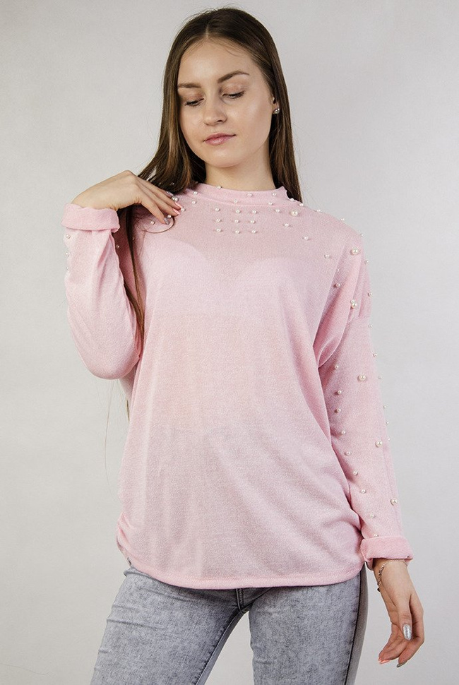 Różowa bluzka z koralikami