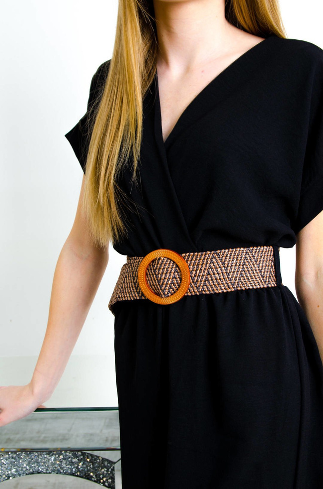 CZARNY KOMBINEZON W SZPIC + PASEK