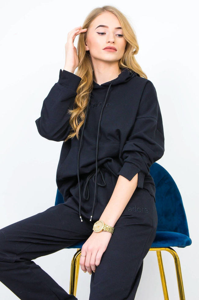 CZARNY BAWEŁNIANY KOMPLET DRESOWY J'ADORE