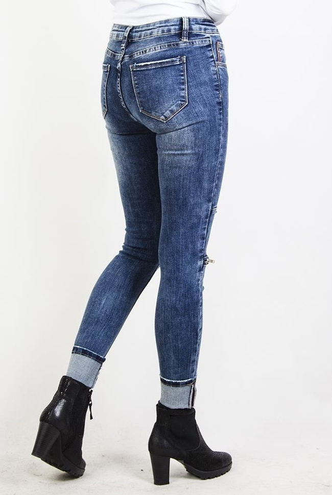 Spodnie jeansowe z zamkami na kolanach