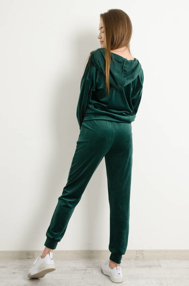 WELUROWY KOMPLET DRESOWY ROZPINANY Z KAPTUREM- ZIELONY