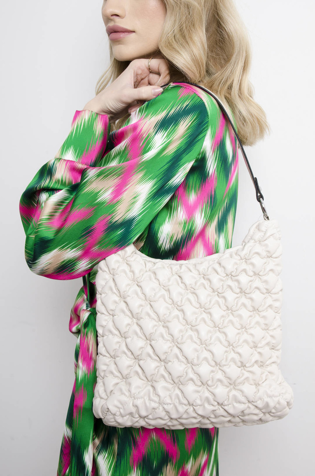 TOREBKA PIKOWANA Z DŁUGIM PASKIEM -BEŻOWA