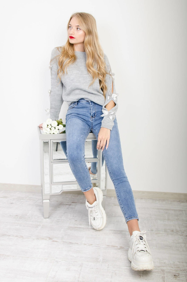 JASNE SPODNIE JEANSOWE TYPU PUSH UP XXS-L