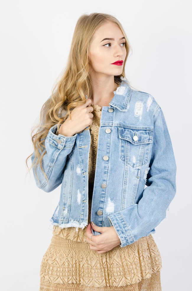 KRÓTKA KURTKA JEANSOWA Z PRZETARCIAMI 