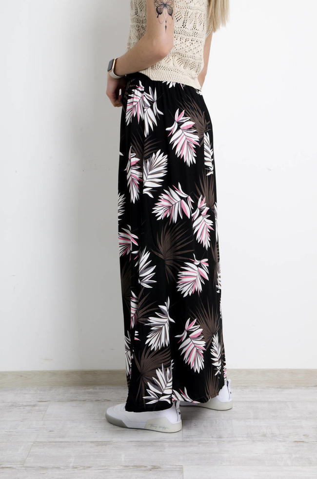 SPÓDNICA WZORZYSTA MAXI-CZARNA 