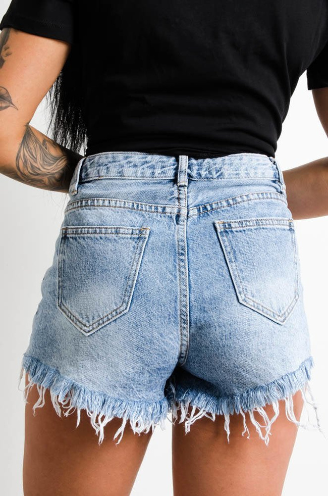  JEANSOWE SZORTY Z PRZETARCIAMI-WYSOKI STAN