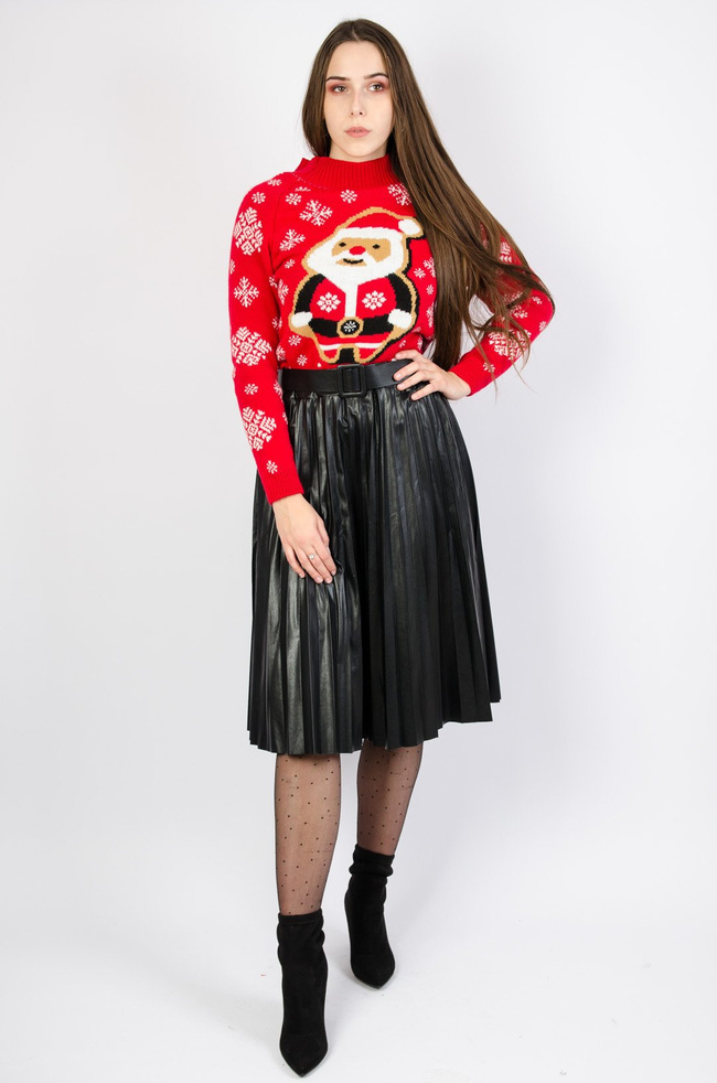 CZARNA PLISOWANA SPÓDNICA Z IMITACJI SKÓRY